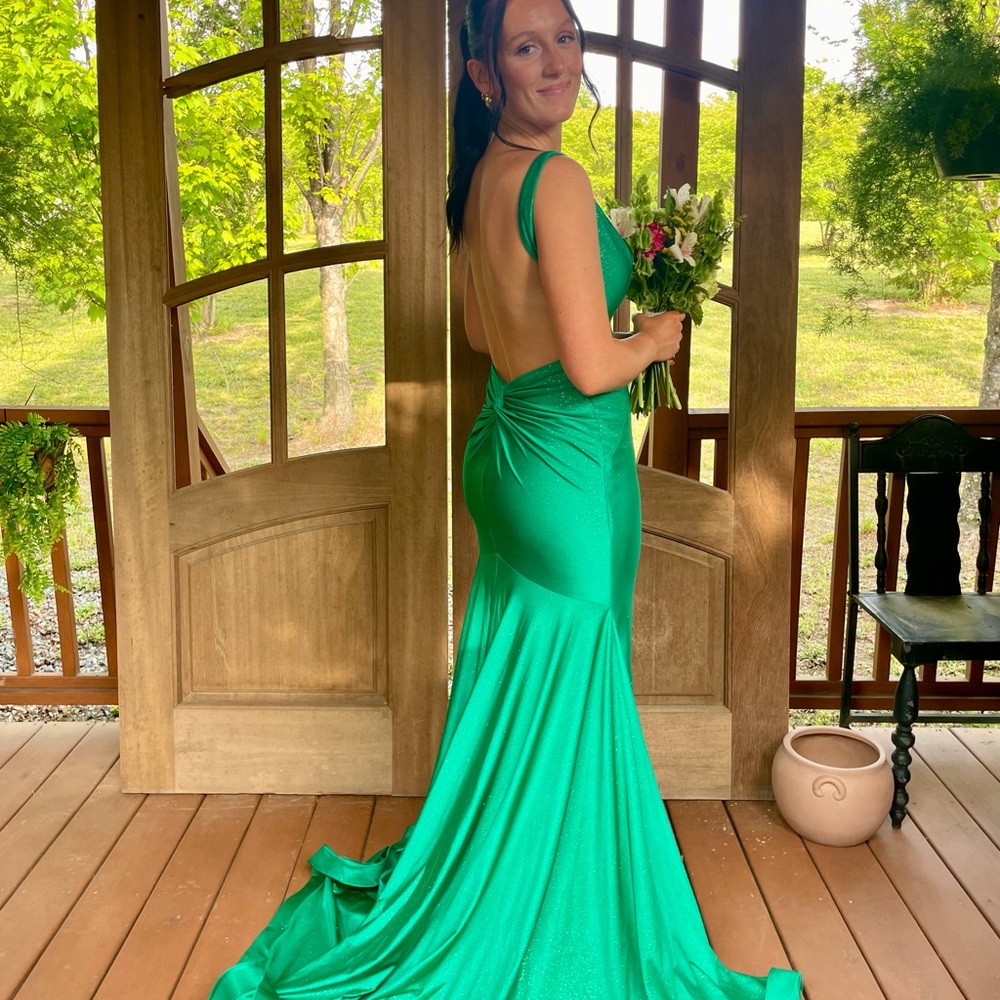 Jovani Vibrant Green Backless Dress